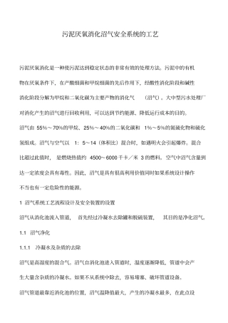 污泥厌氧消化沼气安全系统的工艺