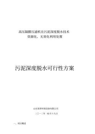 污泥深度脱水可行性方案
