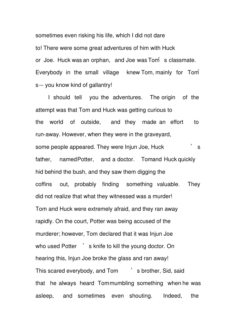 汤姆索亚历险记英文读后感_第3页