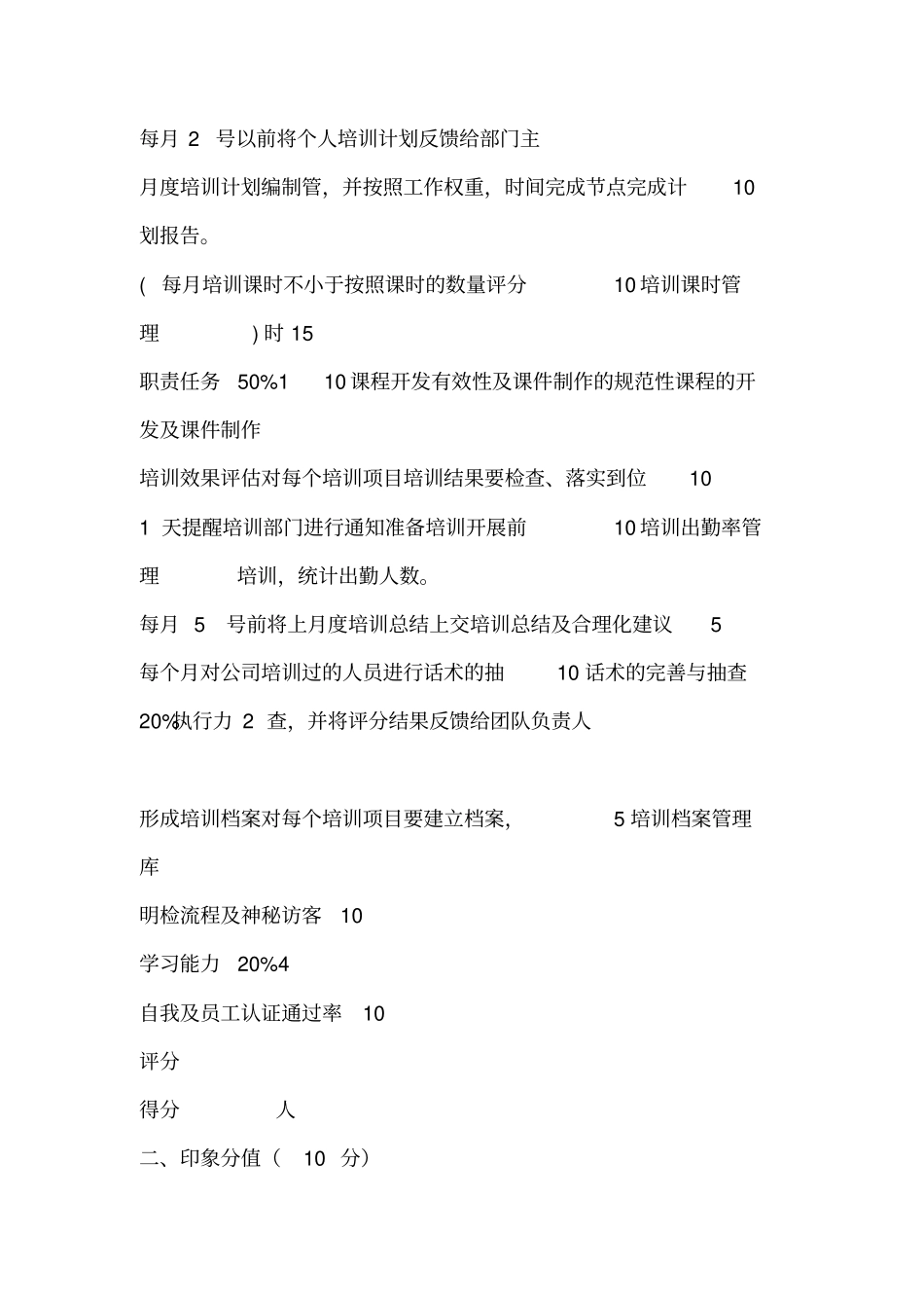 汽车4S店内训师绩效考核表_第2页