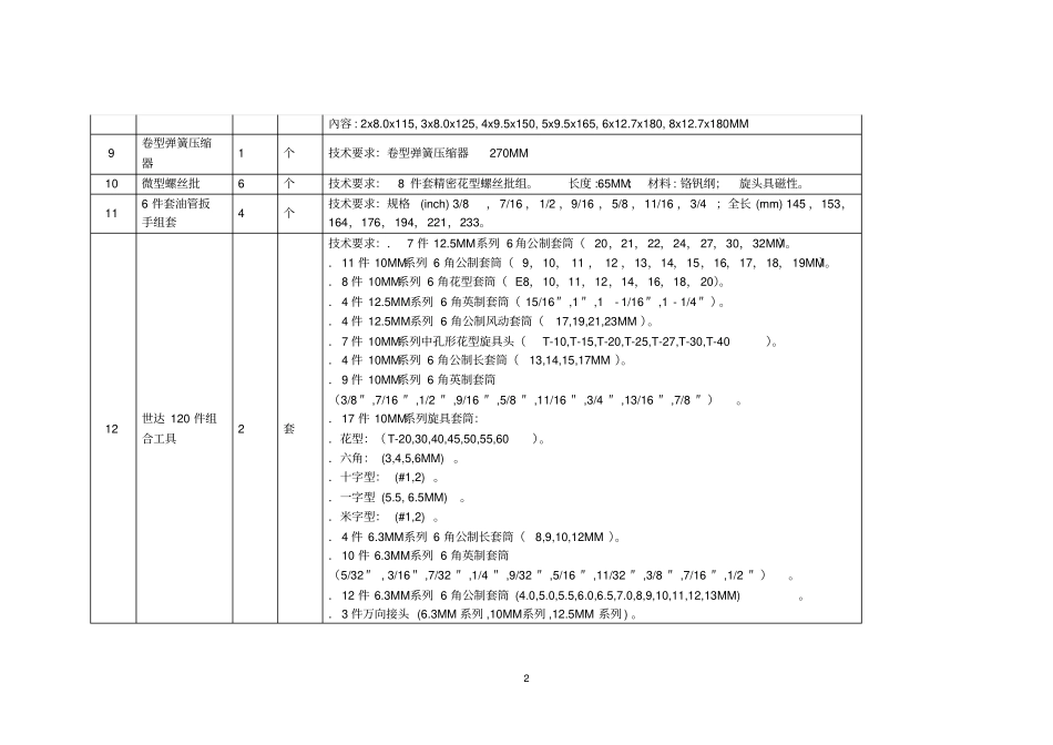 汽车专业实训设备购置技术参数_第2页
