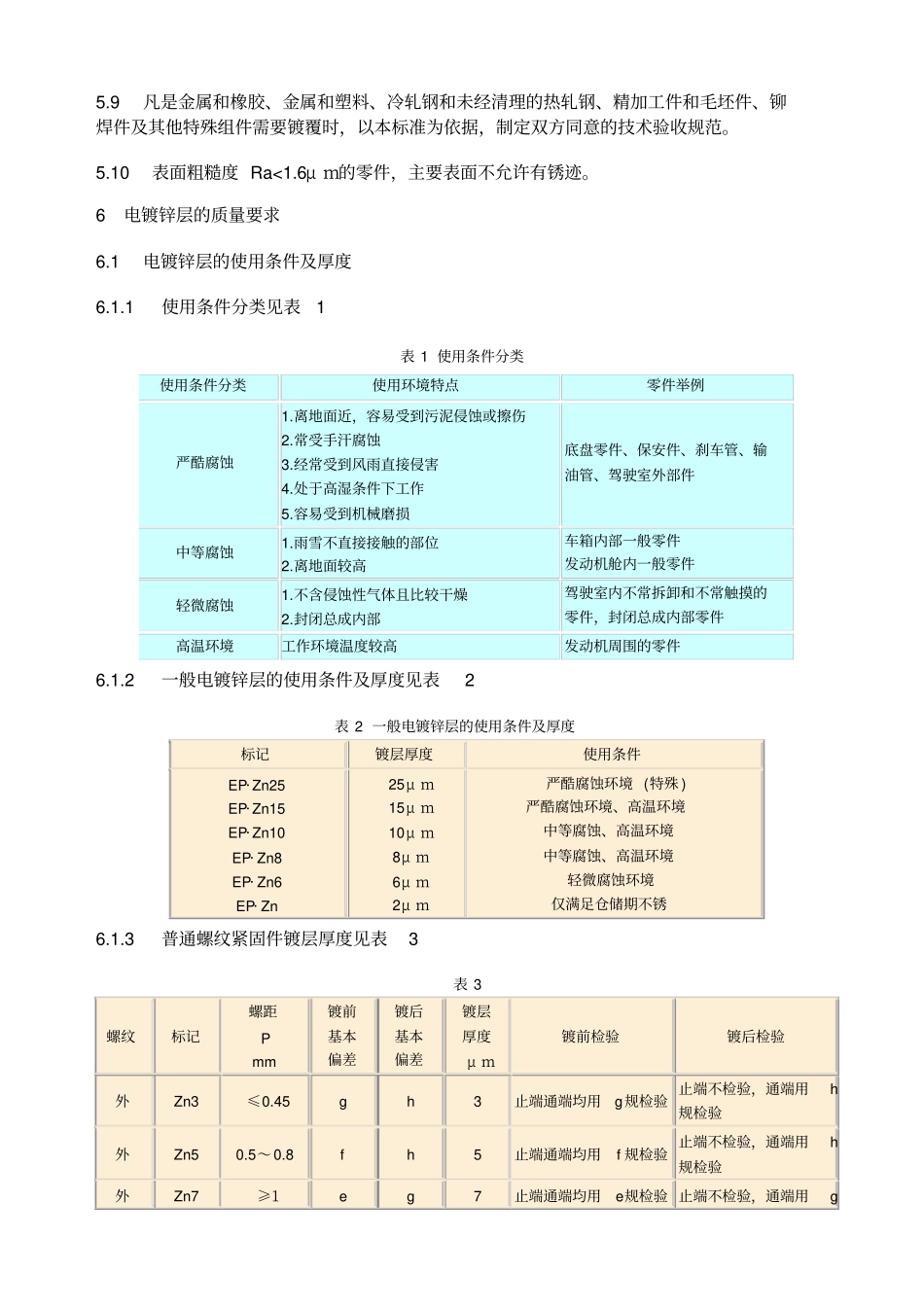汽车件镀锌标准电镀锌层技术条件_第3页