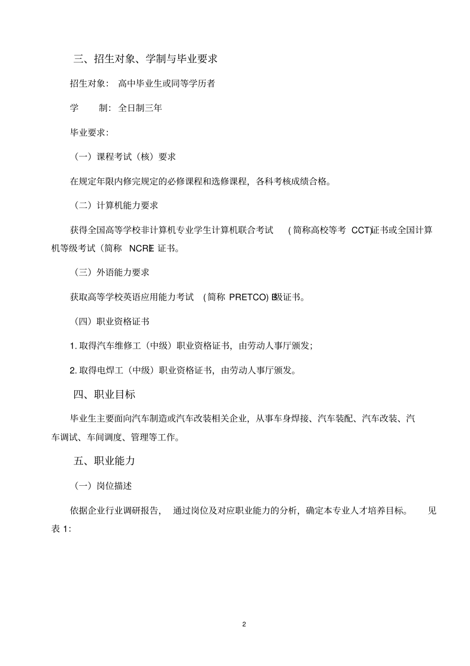汽车制造与装配技术专业教学标准汇总_第2页