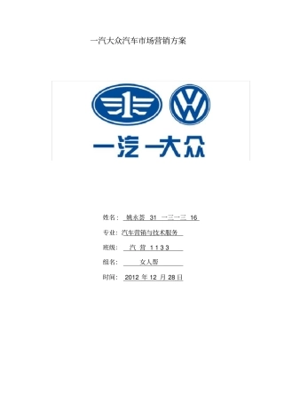 汽车场营销报告