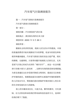 汽车尾气污染调查报告
