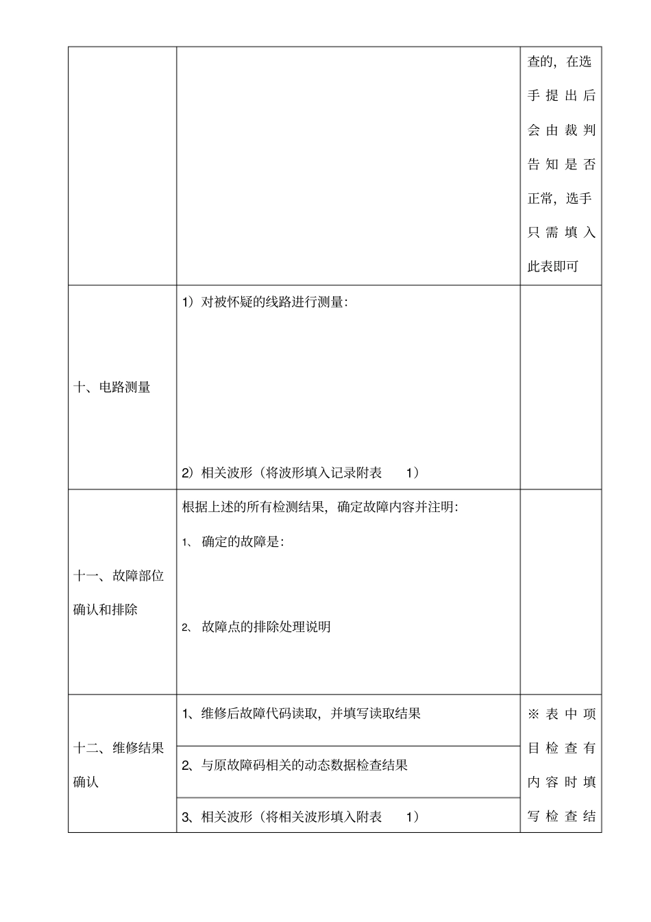 汽车故障诊断作业表_第3页