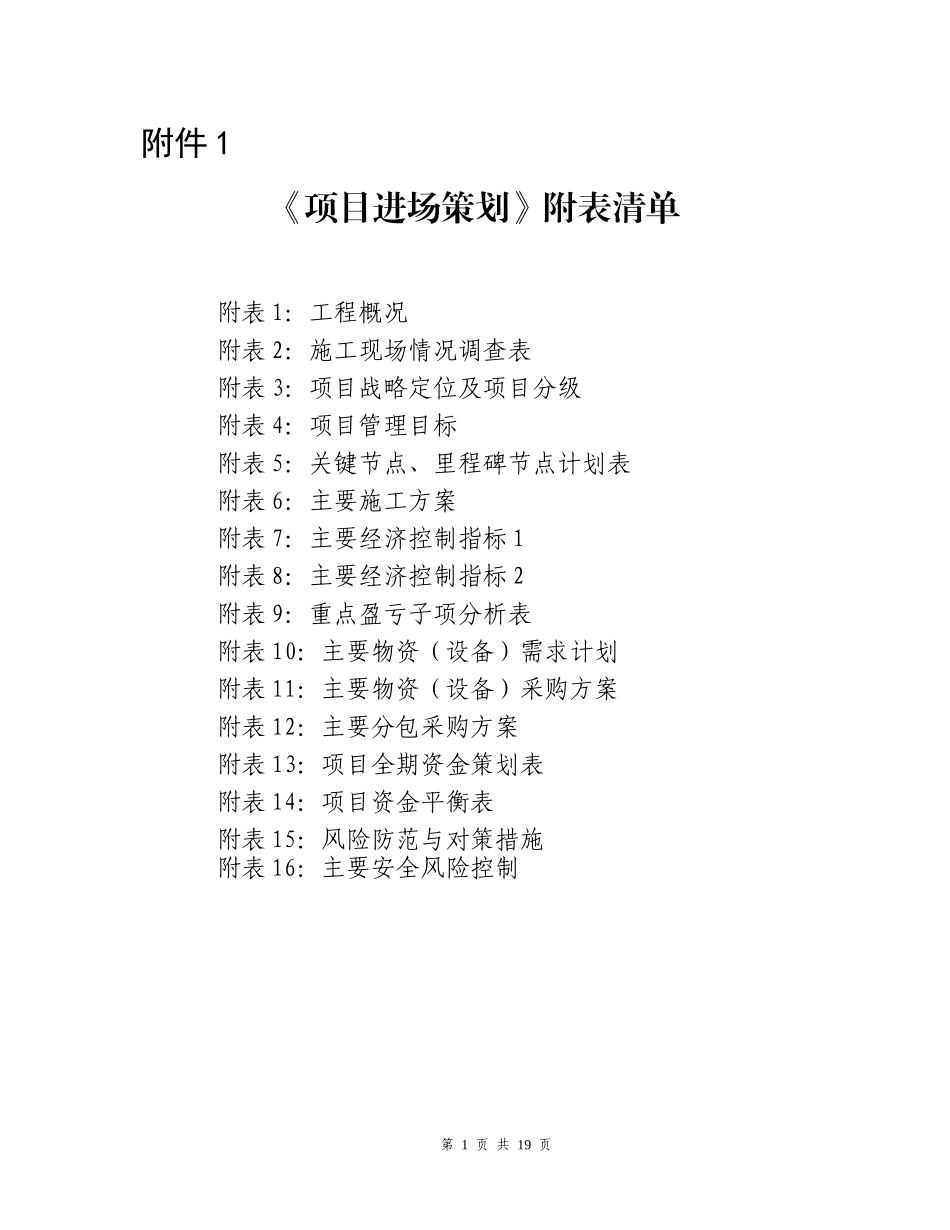 《项目进场策划》附表清单_第1页