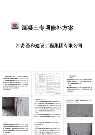 项混凝土工程修补专项方案（蜂窝、漏筋、麻面...）