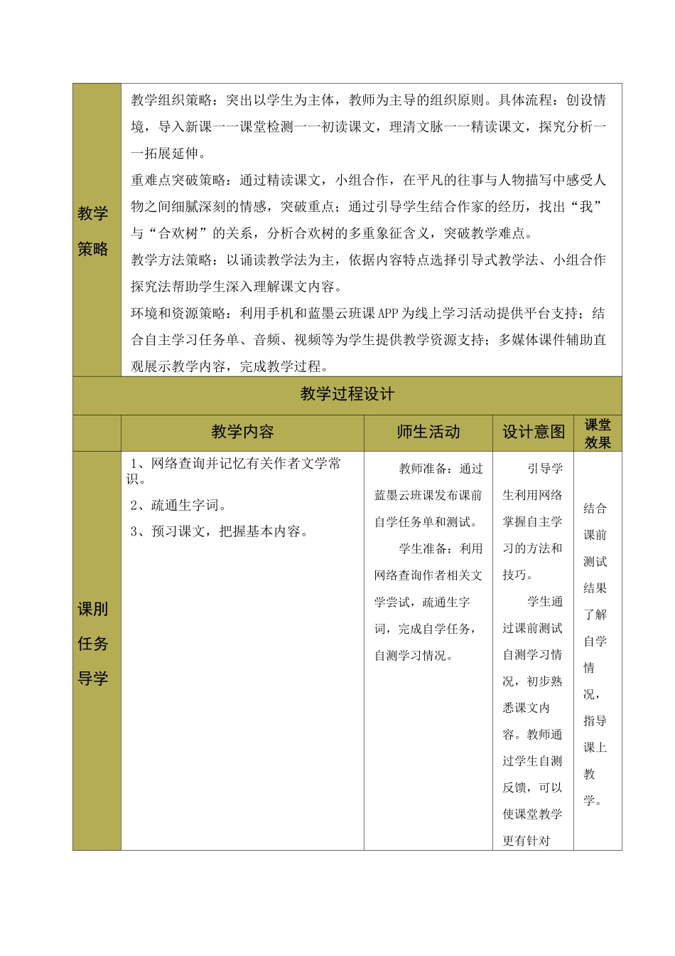 中职语文基础模块——《合欢树》教学设计_第2页