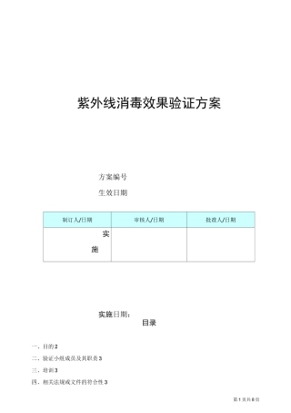 设备验证方案-紫外线