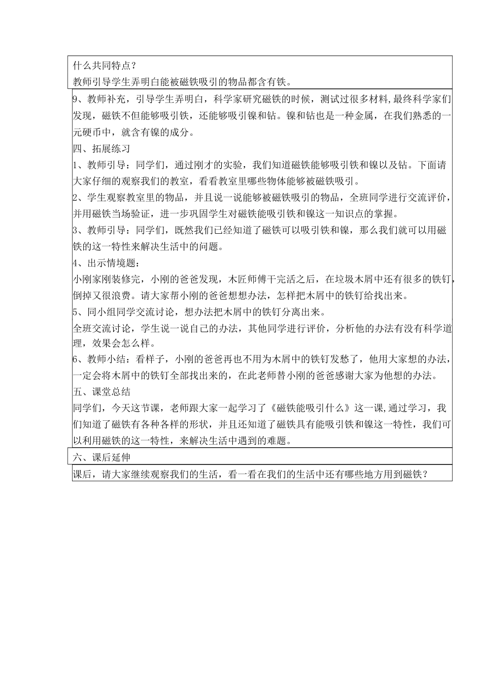 教科版磁铁能吸引什么优秀教案4_第3页