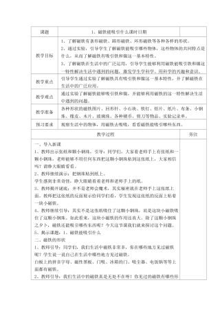 教科版磁铁能吸引什么优秀教案4