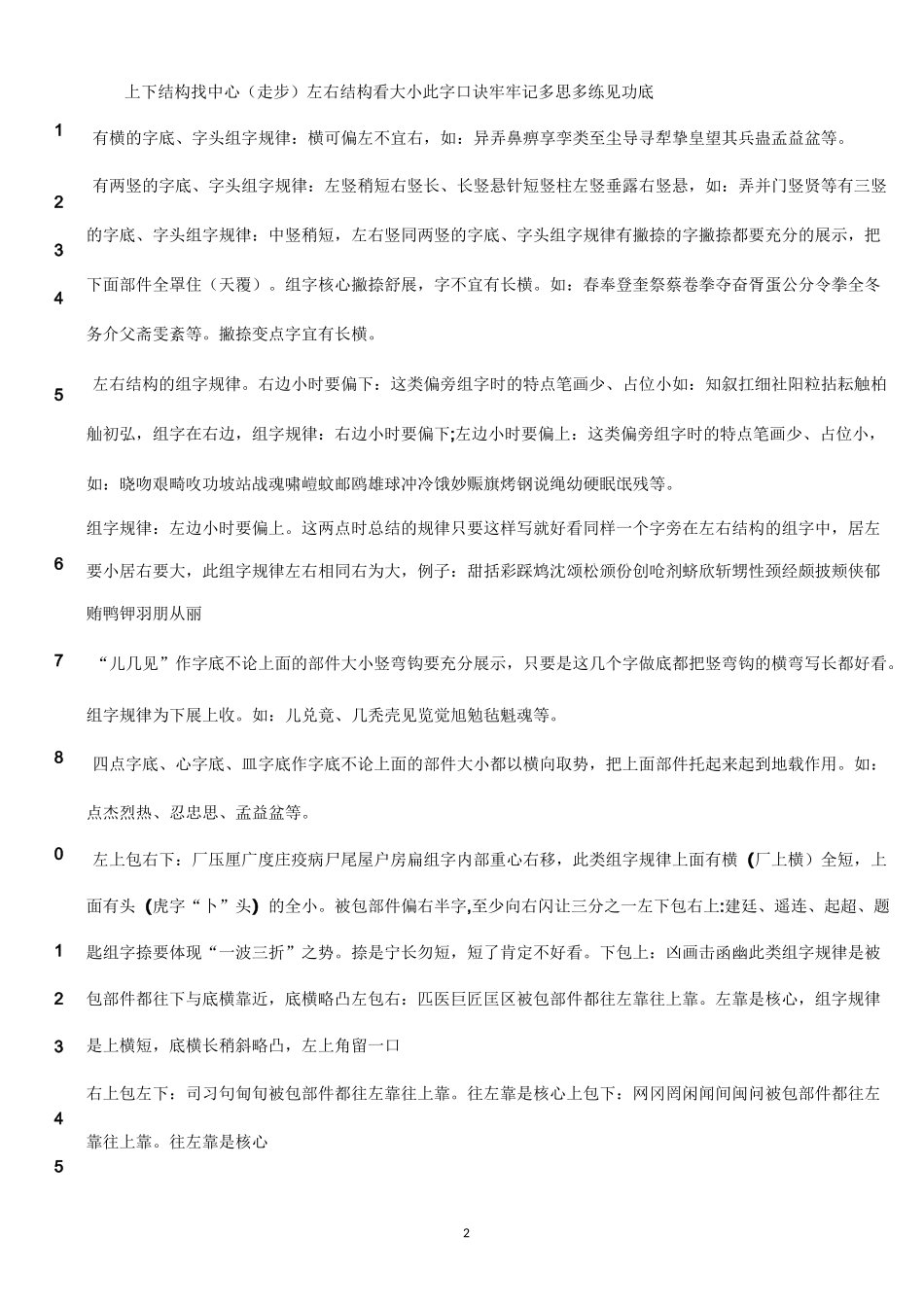 李天生书法组字规律顺口溜(硬笔)_第2页