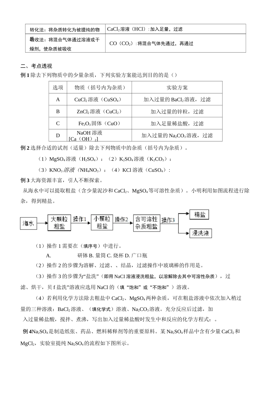 中考化学专题复习(物质的除杂)_第2页