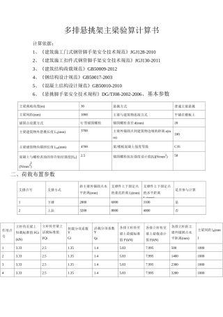 多排悬挑架主梁验算计算书