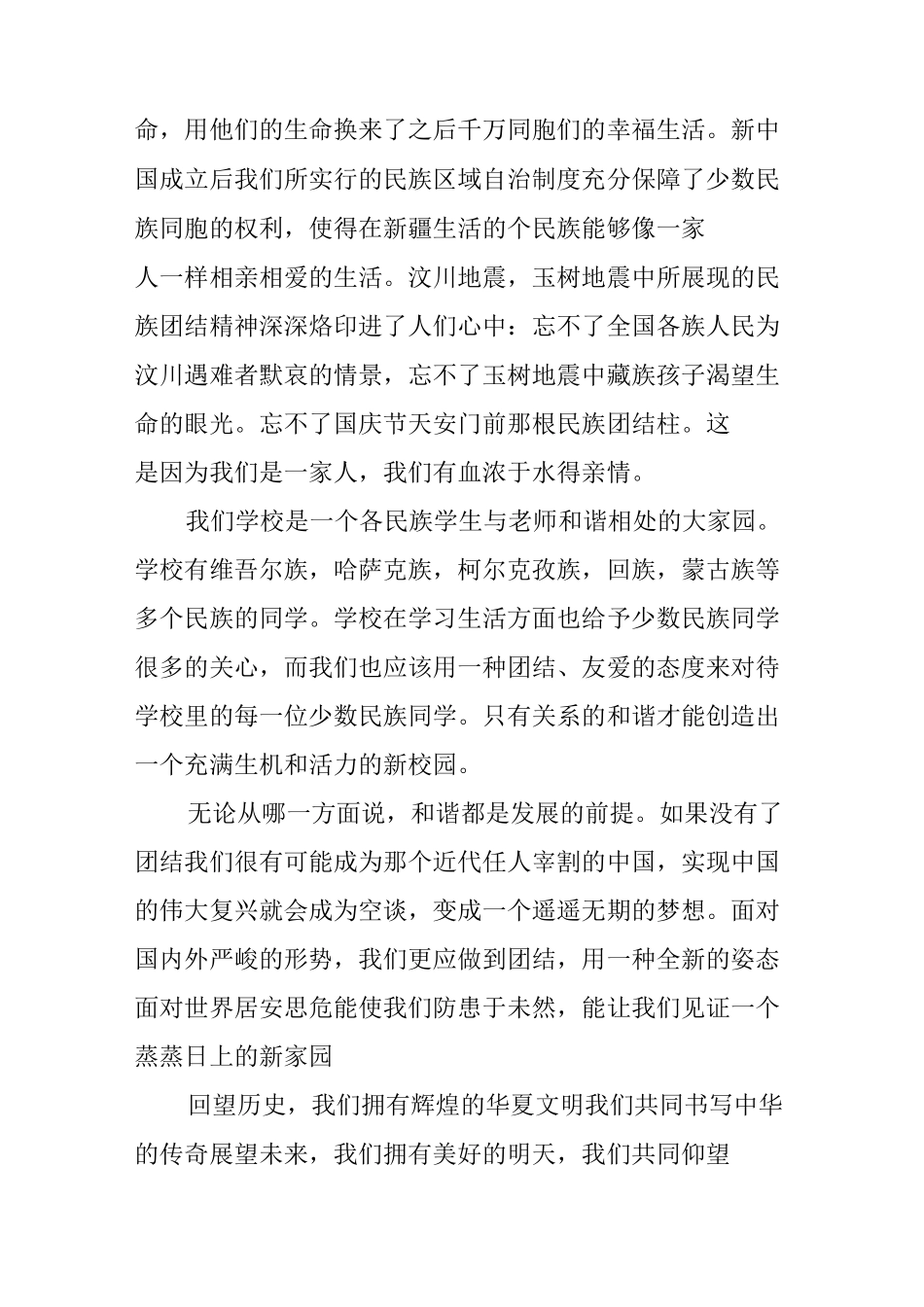 中学生民族团结演讲稿范例_第3页