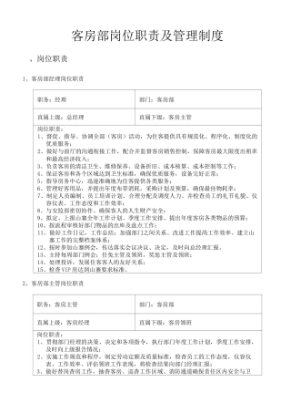 酒店客房部管理制度