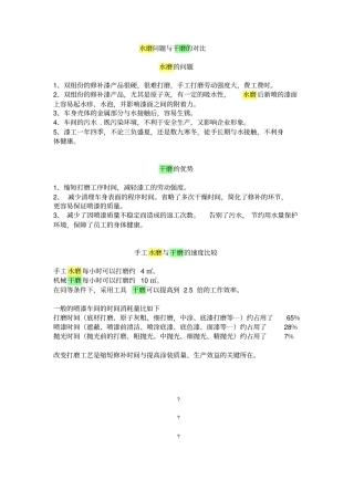 汽车无尘干磨的优点