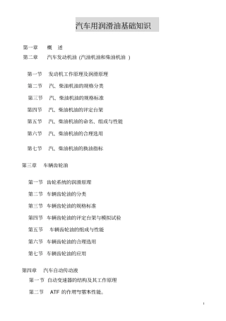 汽车用润滑油基础知识概述