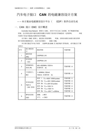 汽车电子CAN接口的EMC设计方案
