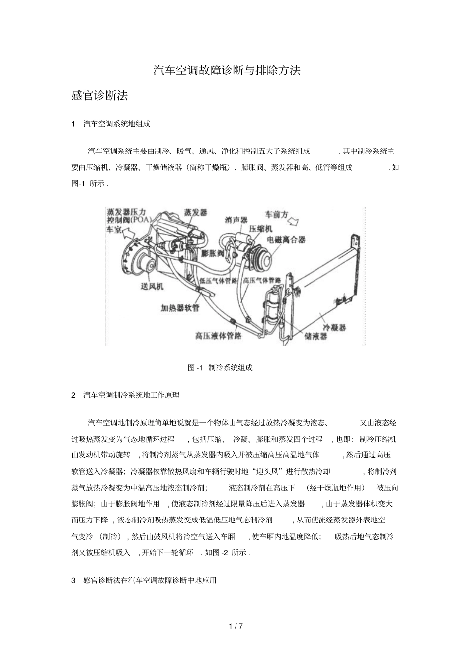 汽车空调故障诊断排除方法_第1页