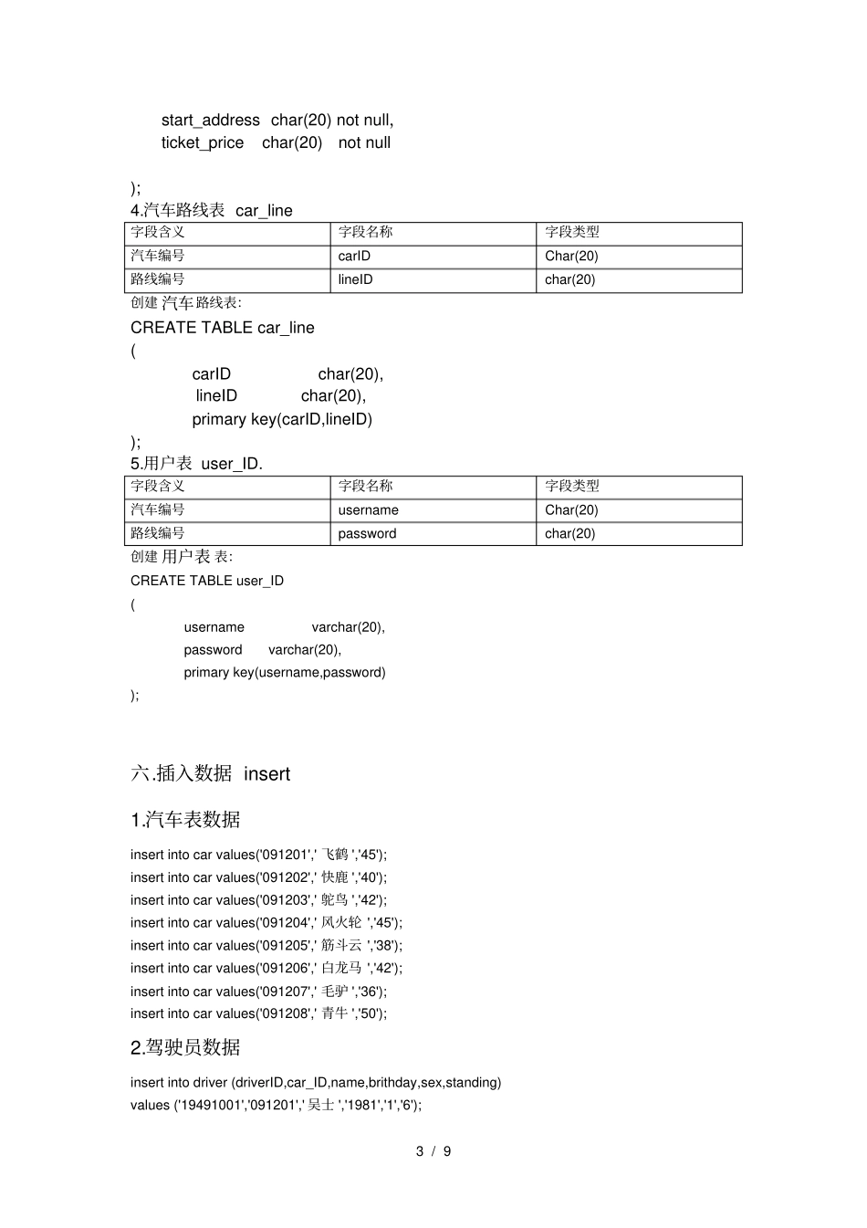 汽车站数据库设计_第3页