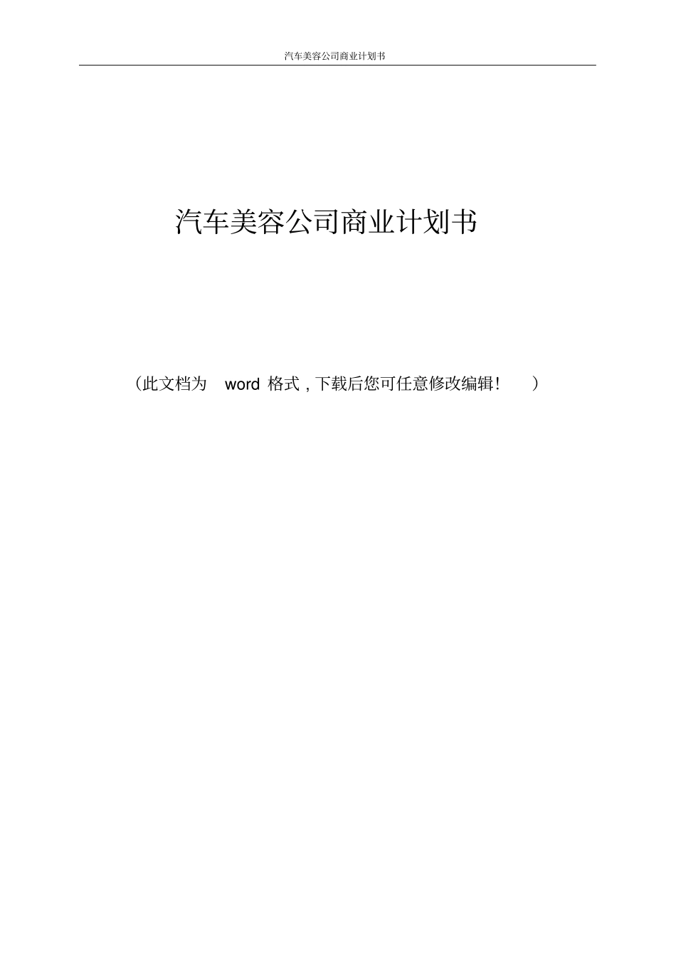 汽车美容公司商业计划书_第1页