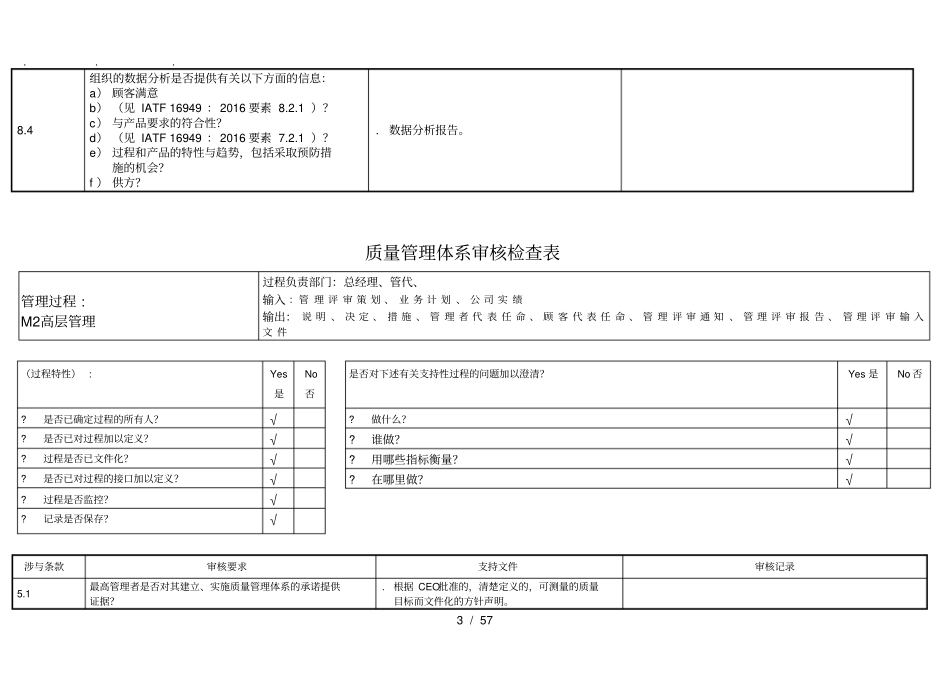 汽车行业IATF16949内审检查表全套资料全_第3页