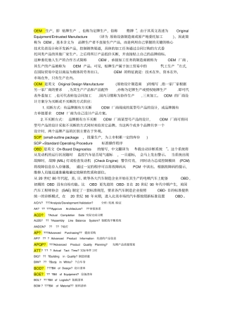汽车行业关键词大全
