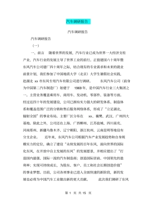 汽车调研报告【可编辑版】