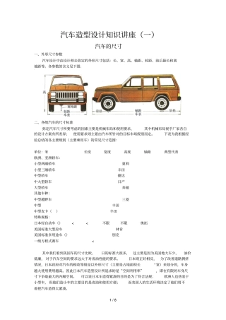 汽车造型设计知识讲座