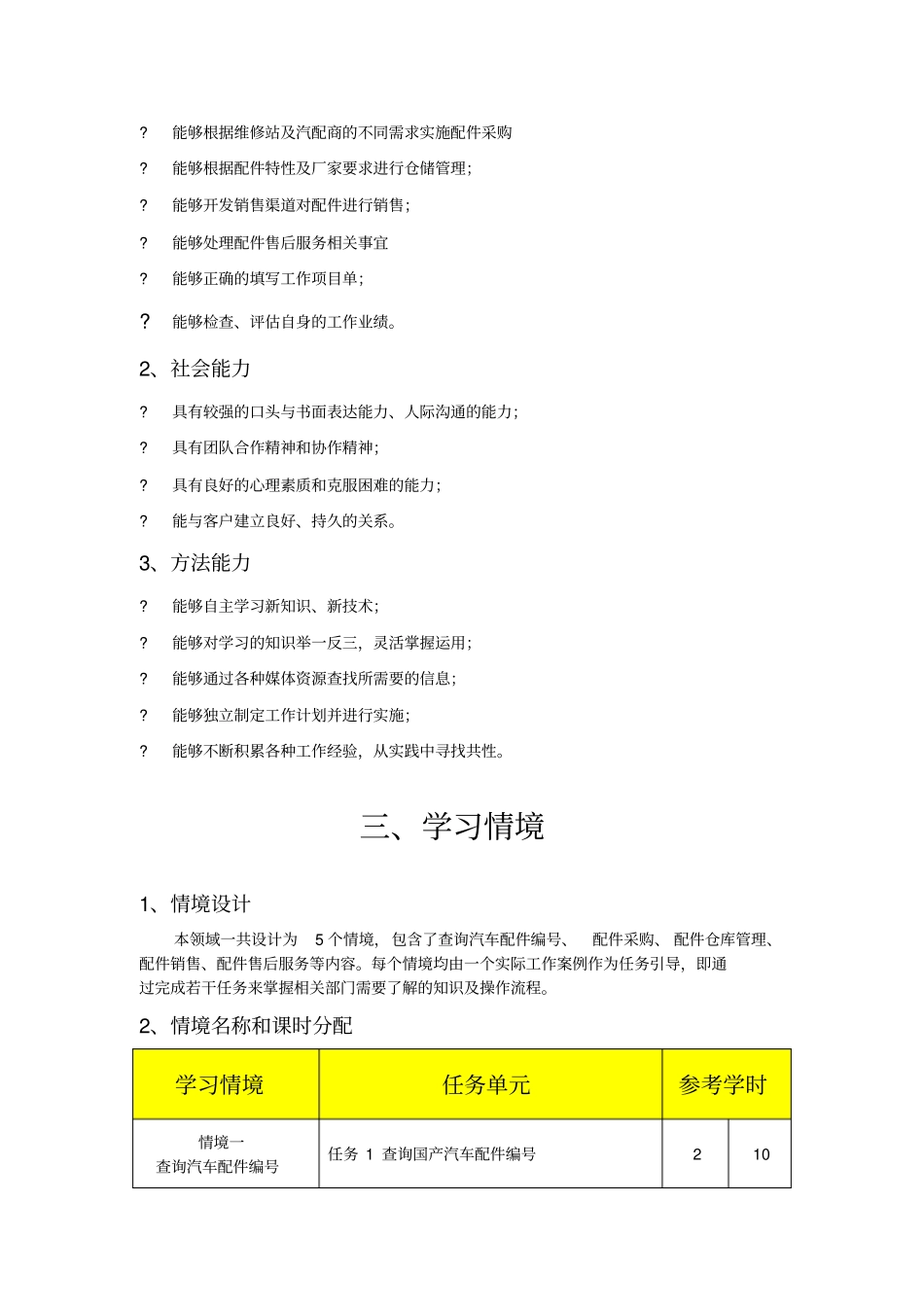 汽车配件营销与管理课程标准_第2页