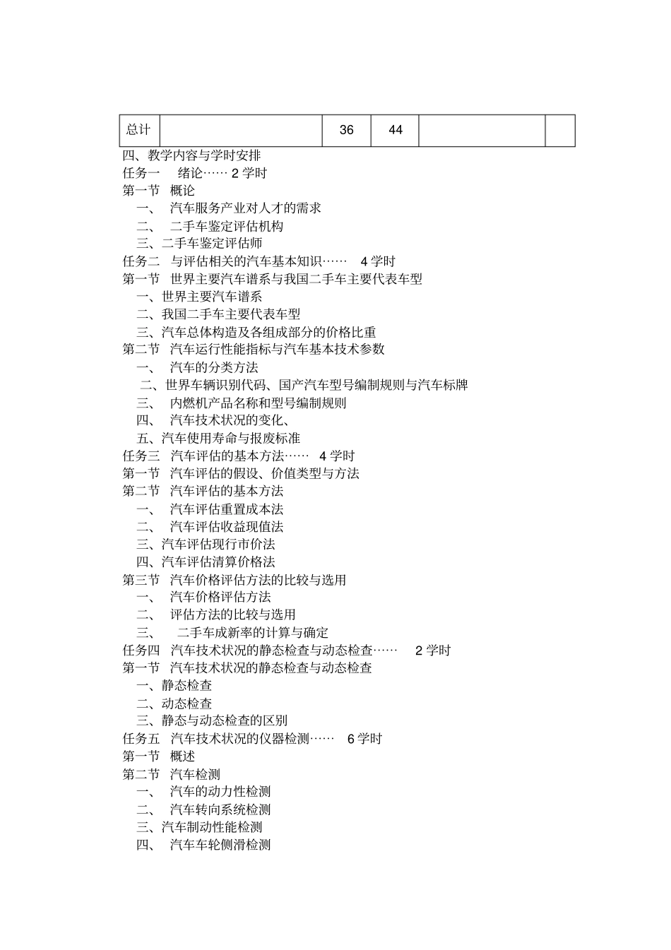汽车鉴定与评价教学大纲_第2页