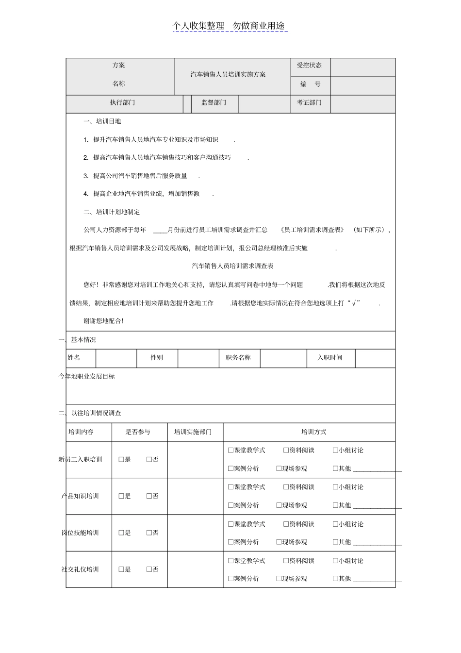 汽车销售人员培训技术方案_第1页