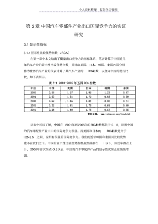 汽车零部件产业出口国际竞争力实证研究报告