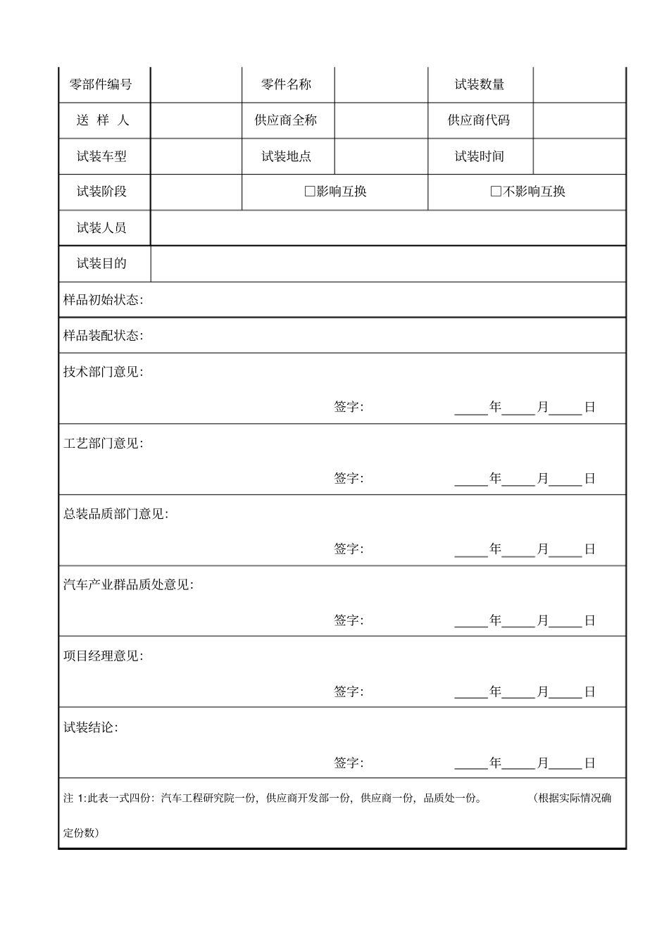 汽车零部件试装报告_第1页