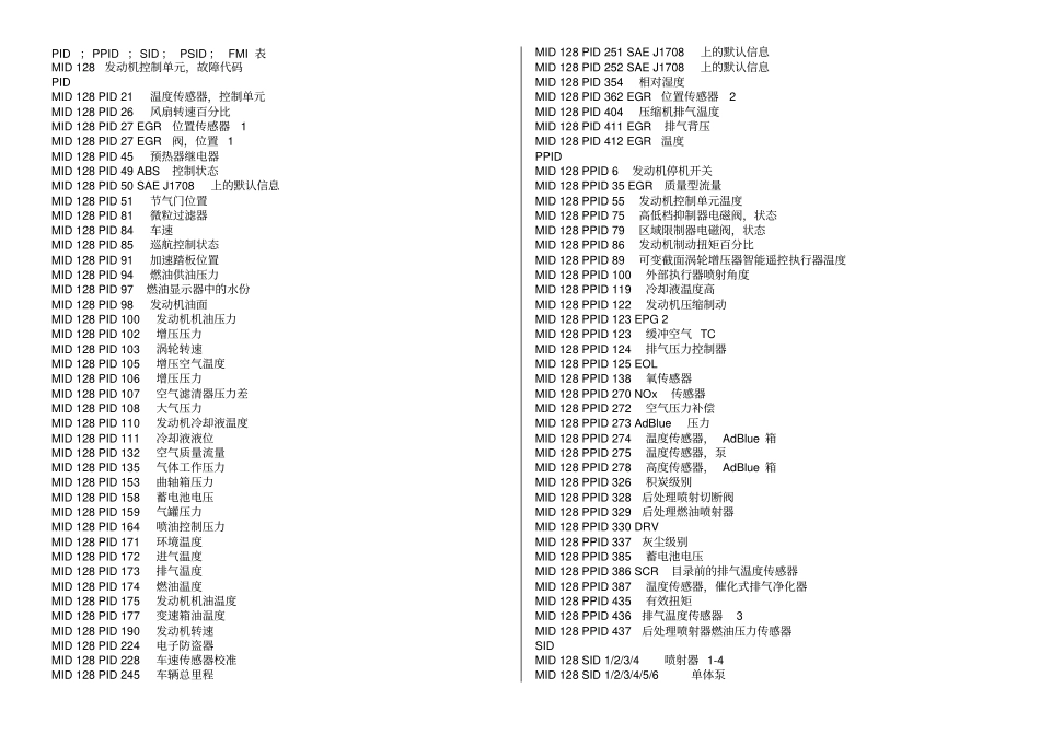 沃尔沃卡车常用故障码_第1页