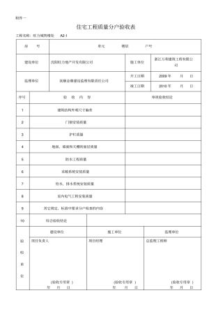沈阳分户验收表一套