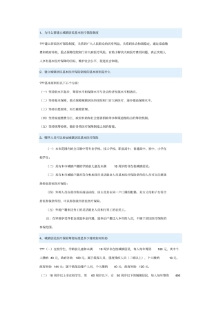 沈阳城镇居民基本医疗保险政策问答含自付比例表