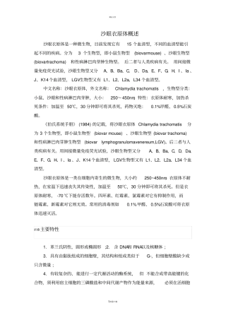 沙眼衣原体概述