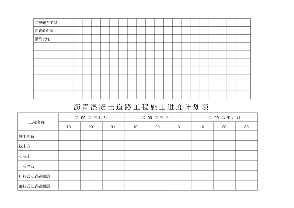 沥青混凝土道路工程施工进度计划表_第2页
