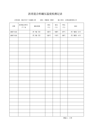 沥青混合料碾压温度检测记录