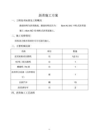 沥青路面施工方案