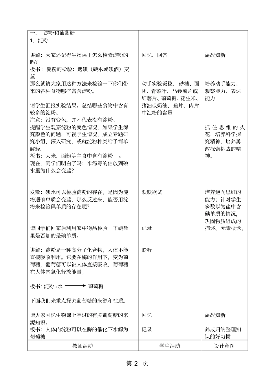 沪教版九年级全册全国版沪教版糖类和油脂教学设计-文档_第2页