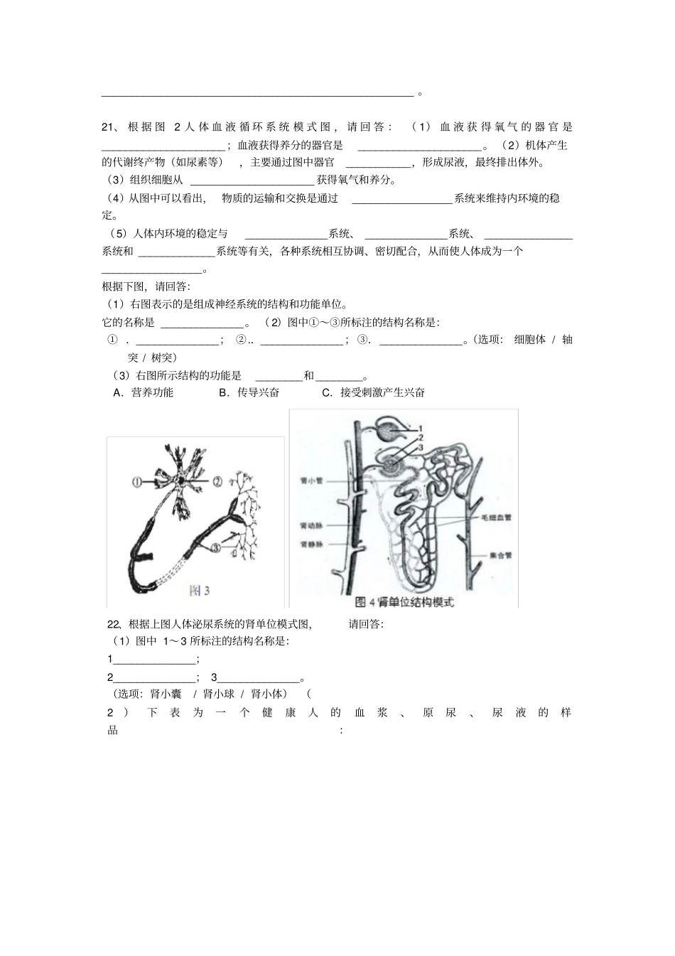 沪教版八年级生命科学试卷答案_第3页