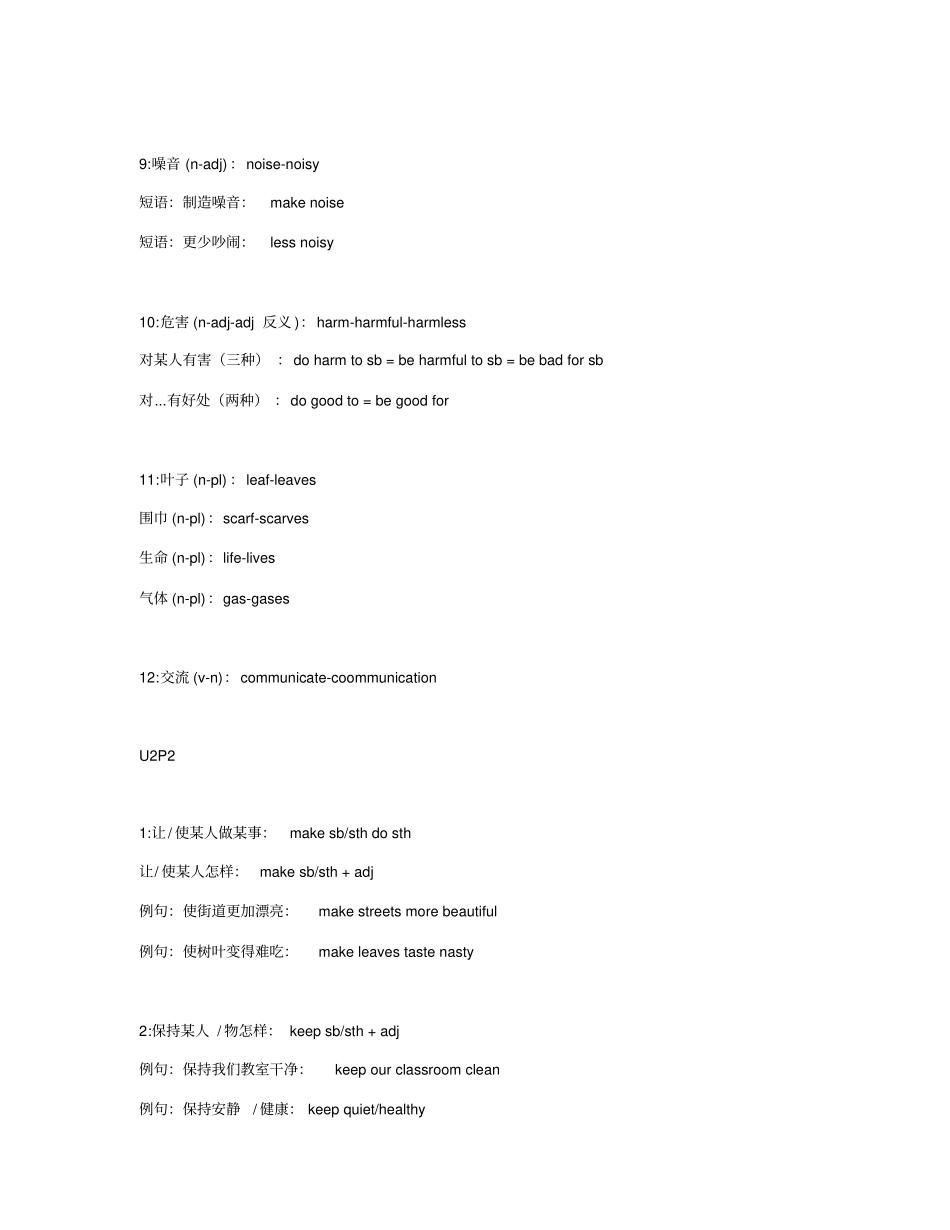 沪教版初二下英语知识点笔记最全整理例句和短语_第3页