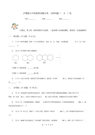 沪教版小升初典型问题分类：方阵问题II卷