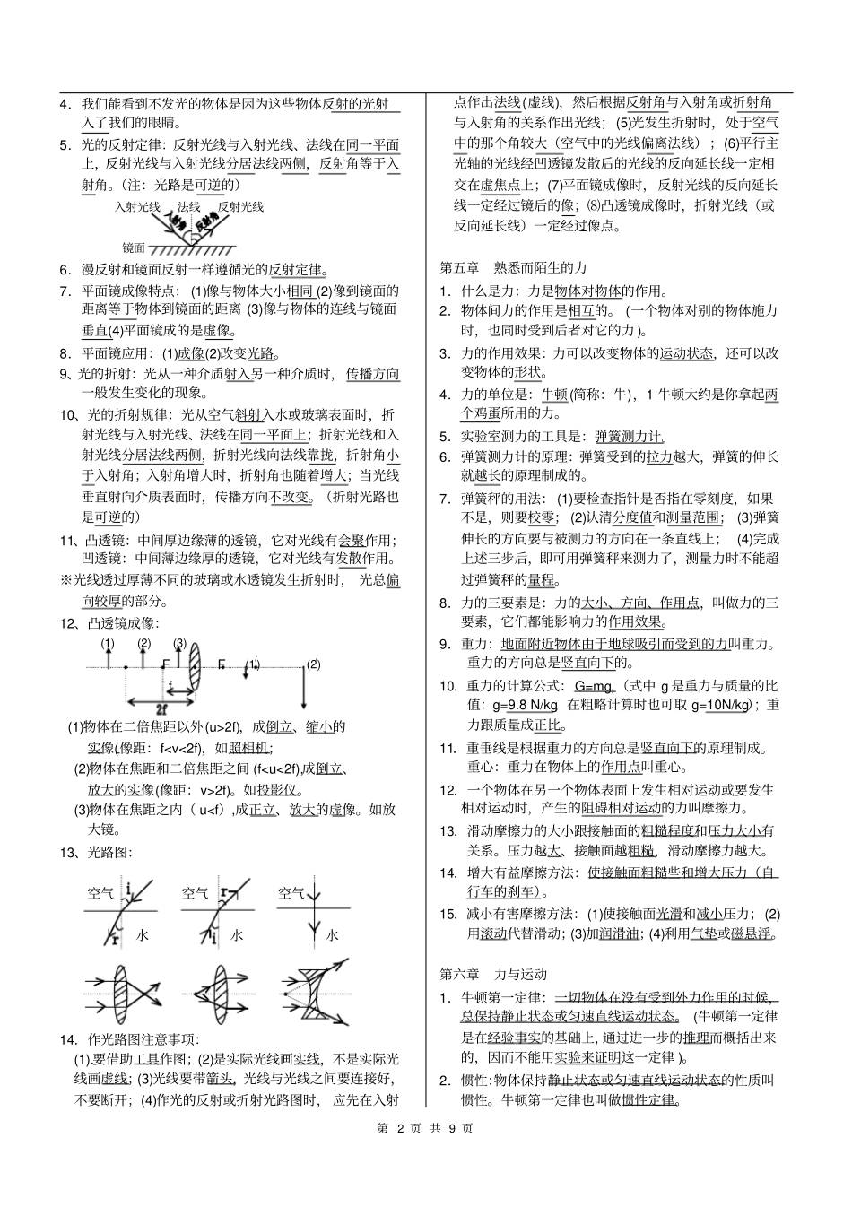 沪科版初中物理知识点总结二汇总_第2页