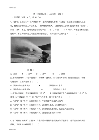 沪科版物理九年级试卷测试卷45分钟,100分
