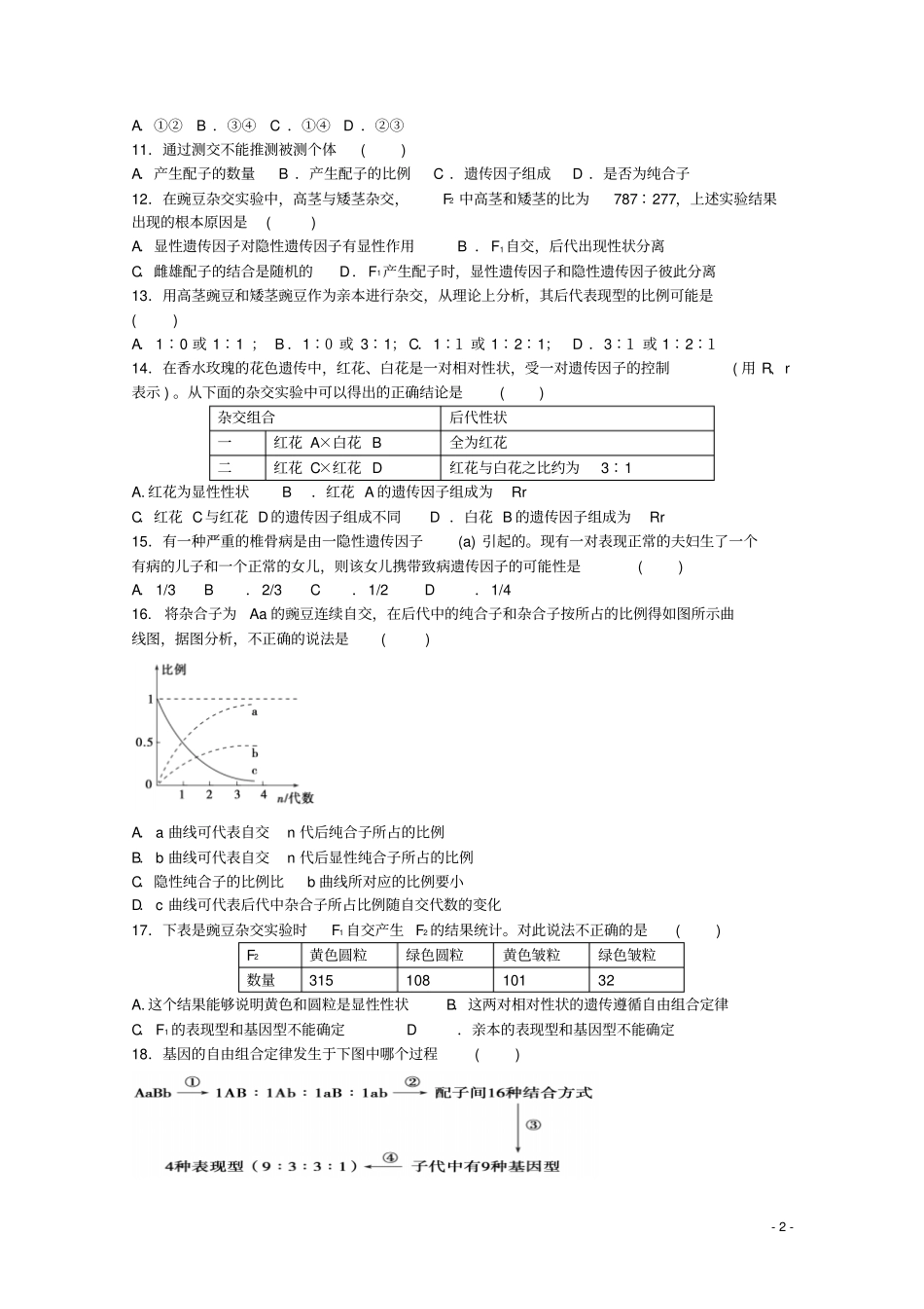河北保定高阳中学2012015学年高一生物下学期期中试题汇总_第2页